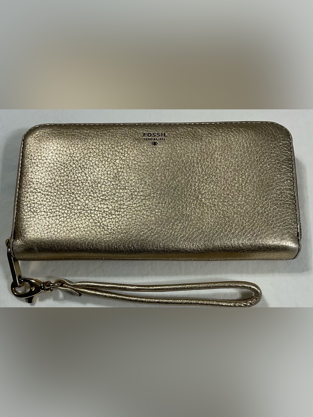 Metallic Gold Wristlet Zip Wallet